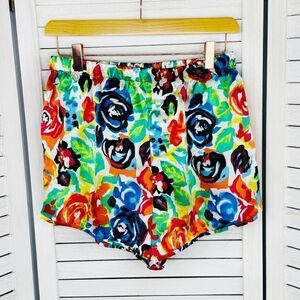 Victorias Secret Vintage Floral Satin Sleep Shorts White Multi Small
